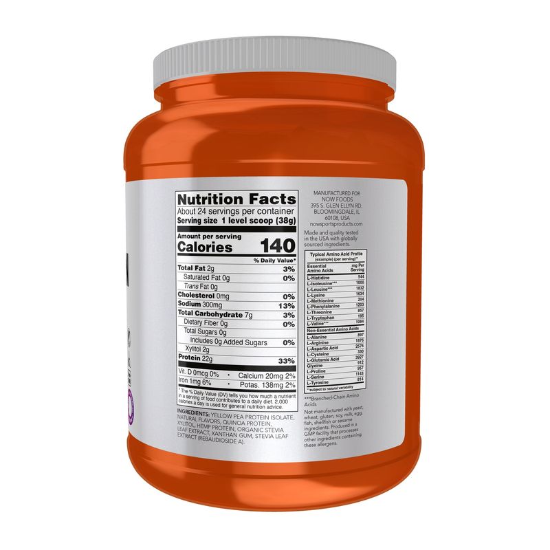 NOW Sports Nutrition, Plant Protein Complex 22 g, Creamy Vanilla Powder, 2-Pound