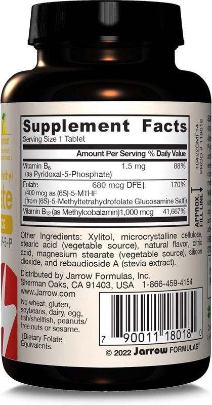 Jarrow, Methyl B-12 1000 mcg & Folate, 100 Tabs