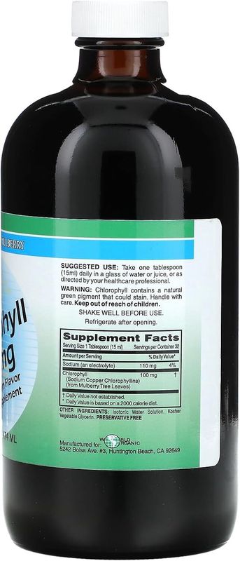 World Organic, Liquid Chlorophyll from Mulberry, 16 oz.