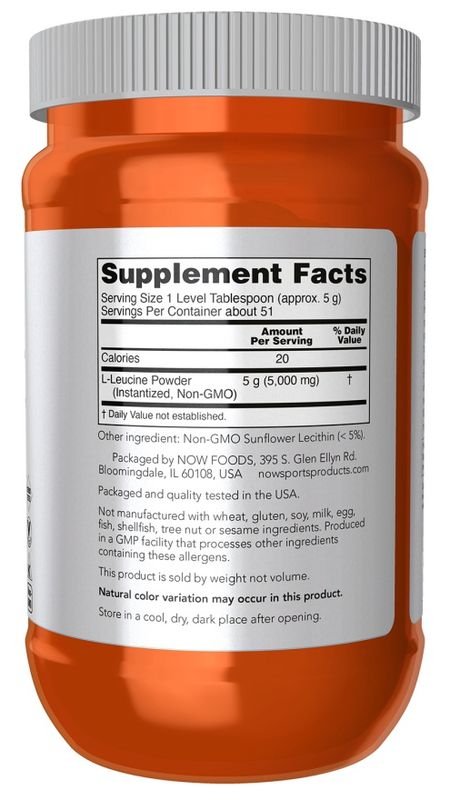 NOW Sports Nutrition, L-Leucine Powder, Builds Lean Tissue*, Amino Acids, 9-Ounce