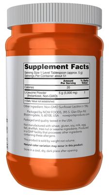 NOW Sports Nutrition, L-Leucine Powder, Builds Lean Tissue*, Amino Acids, 9-Ounce