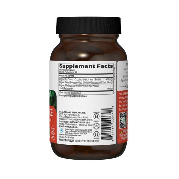 Organic India, Sugar Balance, 90 Veg Caps