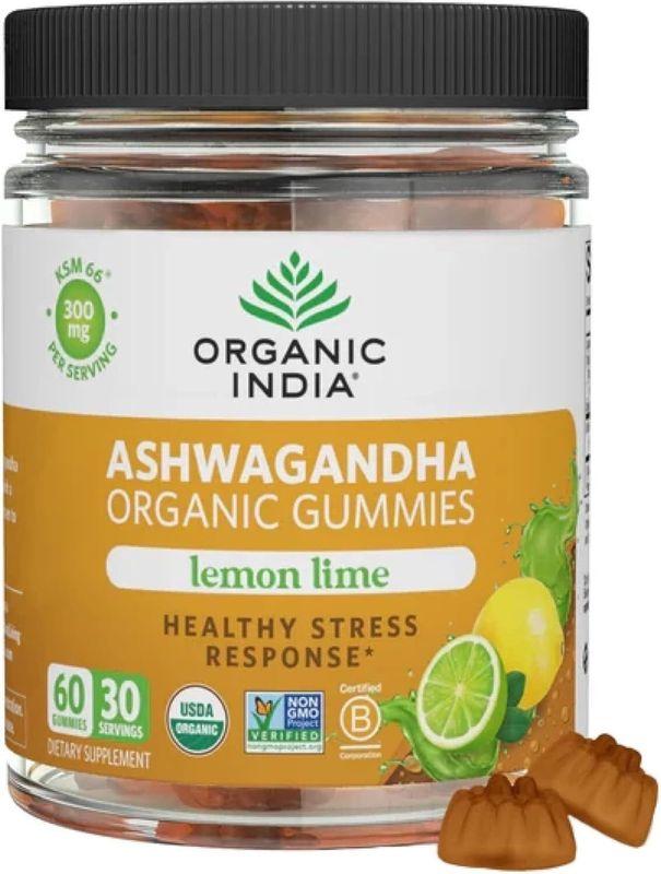 Organic India, Ashwagandha (Organic Lemon Lime) 60 Gummies