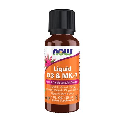 NOW Supplements, Liquid D3 & MK-7 with 2,500 IU Vitamin D3 & 100 mcg Vitamin K2 per 5 drops, 1-Ounce NOW Supplements, Liquid D3 & MK-7 with 2,500 IU Vitamin D3 & 100 mcg Vitamin K2 per 5 drops, 1-Ounce