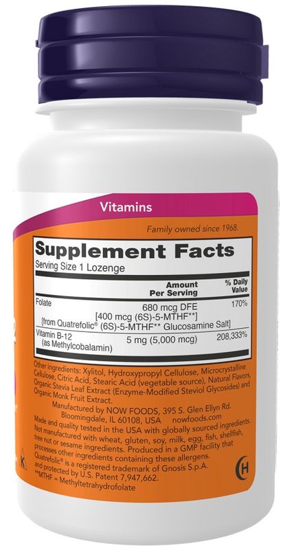 Now Supplements , Methyl B-12 5,000 Mcg - Lozenges