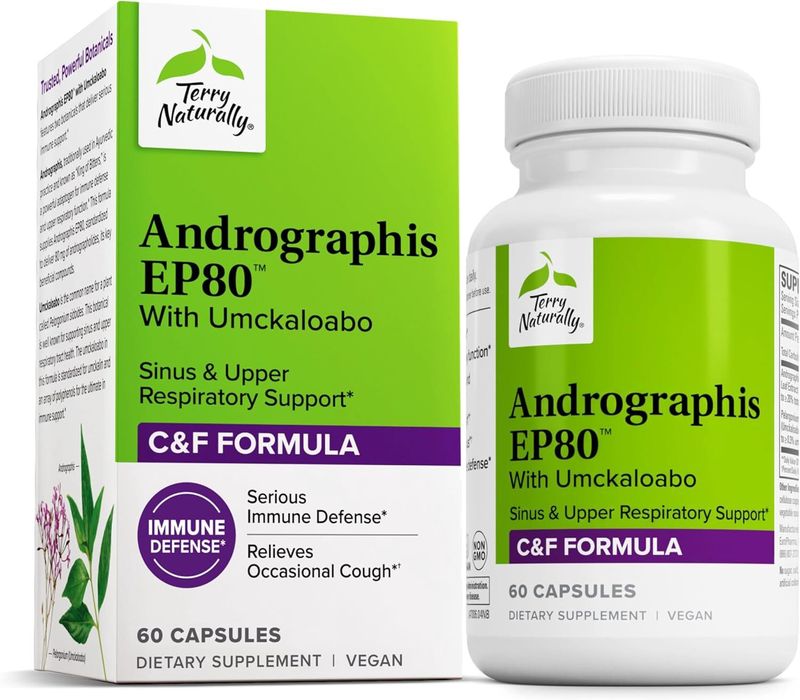 Terry Naturally, Andographis EP80 With Umckaloabo, 60 Veg Caps