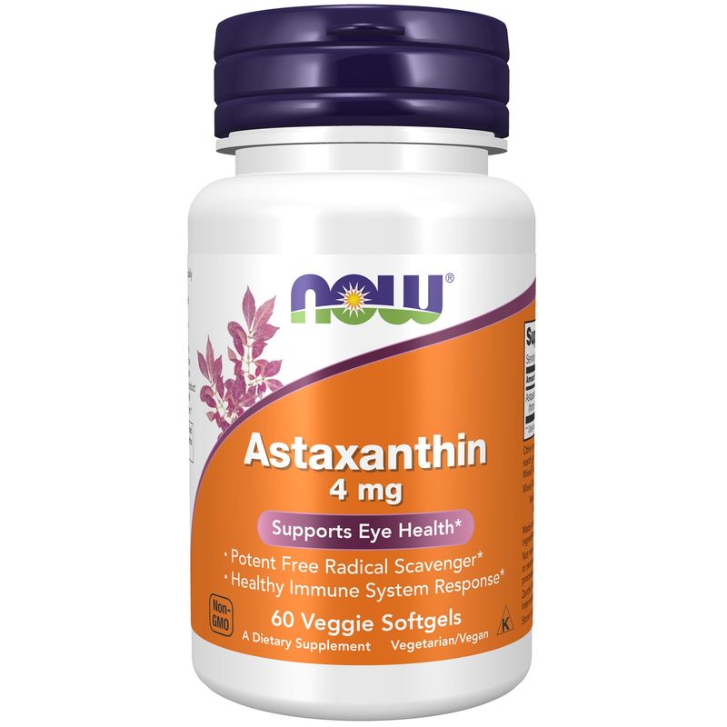 NOW Supplements, Astaxanthin 4 mg, features Zanthin®, Supports Eye Health*, 60 Veg Softgels NOW Supplements, Astaxanthin 4 mg, features Zanthin®, Supports Eye Health*, 60 Veg Softgels