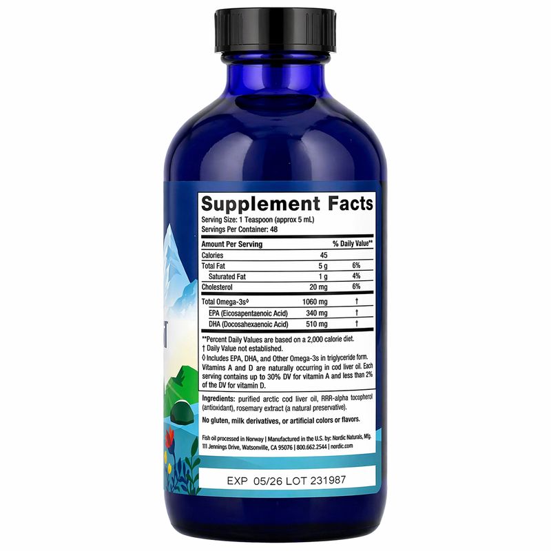 Nordic Naturals, Arctic Cod Liver Oil, Unflavored, 8 fl. oz