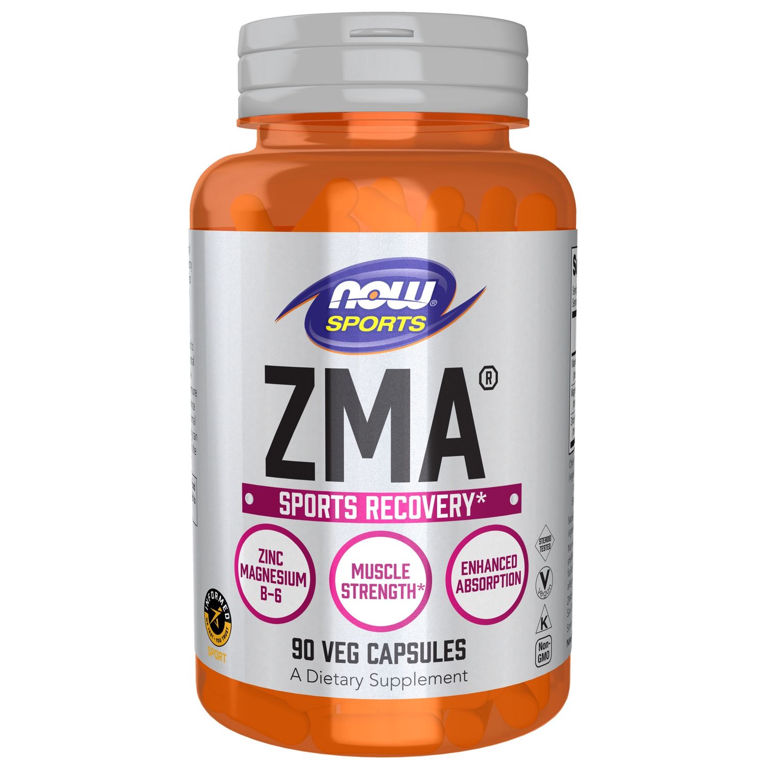 NOW Sports Nutrition, ZMA (Zinc, Magnesium and Vitamin B-6), Enhanced Absorption, Sports Recovery*, 90 Veg Capsules NOW Sports Nutrition, ZMA (Zinc, Magnesium and Vitamin B-6), Enhanced Absorption, Sports Recovery*, 90 Veg Capsules