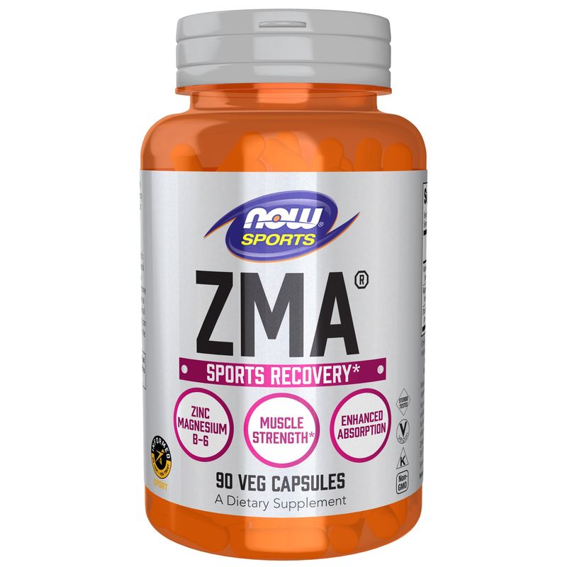 NOW Sports Nutrition, ZMA (Zinc, Magnesium and Vitamin B-6), Enhanced Absorption, Sports Recovery*, 90 Veg Capsules NOW Sports Nutrition, ZMA (Zinc, Magnesium and Vitamin B-6), Enhanced Absorption, Sports Recovery*, 90 Veg Capsules