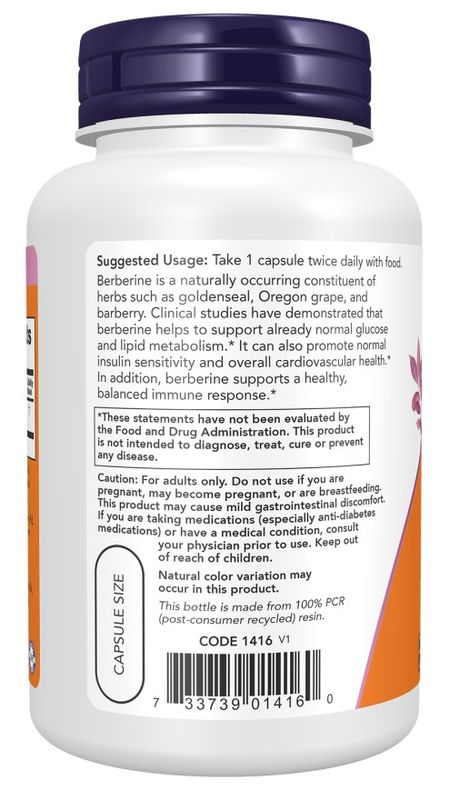 NOW Supplements, Berberine HCL 500 mg, Supports Glucose Metabolism*, 90 Veg Capsules