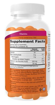 NOW Supplements, Vitamin C Gummies 250 mg, Immune System and Antioxidant Support*, 90 Gummies