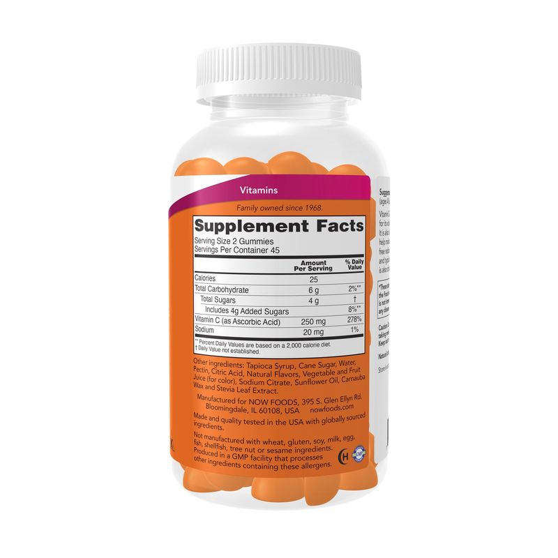 NOW Supplements, Vitamin C Gummies 250 mg, Immune System and Antioxidant Support*, 90 Gummies
