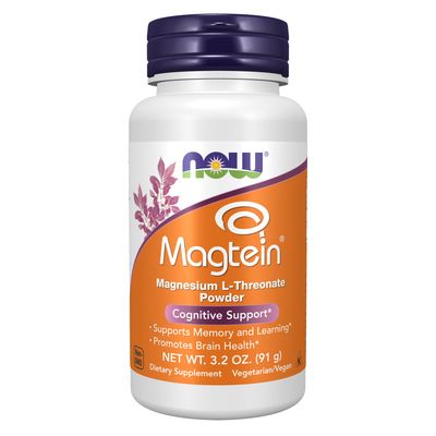 NOW Supplements, Magtein® with patented form of Magnesium (Mg), Cognitive Support*, Powder, 3.2 oz NOW Supplements, Magtein® with patented form of Magnesium (Mg), Cognitive Support*, Powder, 3.2 oz