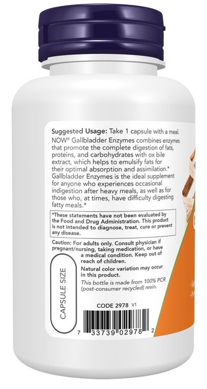NOW Supplements Gallbladder Enzymes, Digestive Support*, 90 Capsules