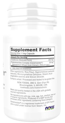 NOW Solutions, Glutathione Skin Brightener with Ceramosides®, Moisturizing and Illuminating, 30 Veg Capsules