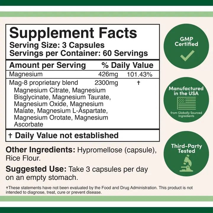 Double Wood Supplements, MAG-8 Magnesium Complex, 180 Capsules