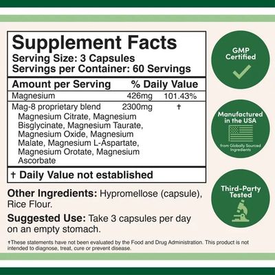 Double Wood Supplements, MAG-8 Magnesium Complex, 180 Capsules