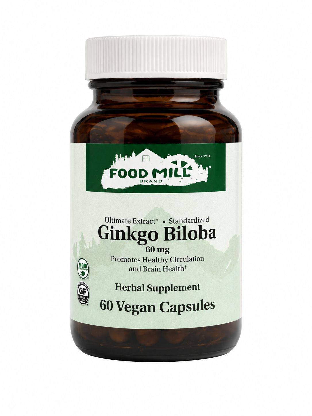 The Food Mill, Ginkgo Biloba 60mg 60 Vegan Caps The Food Mill, Ginkgo Biloba 60mg 60 Vegan Caps