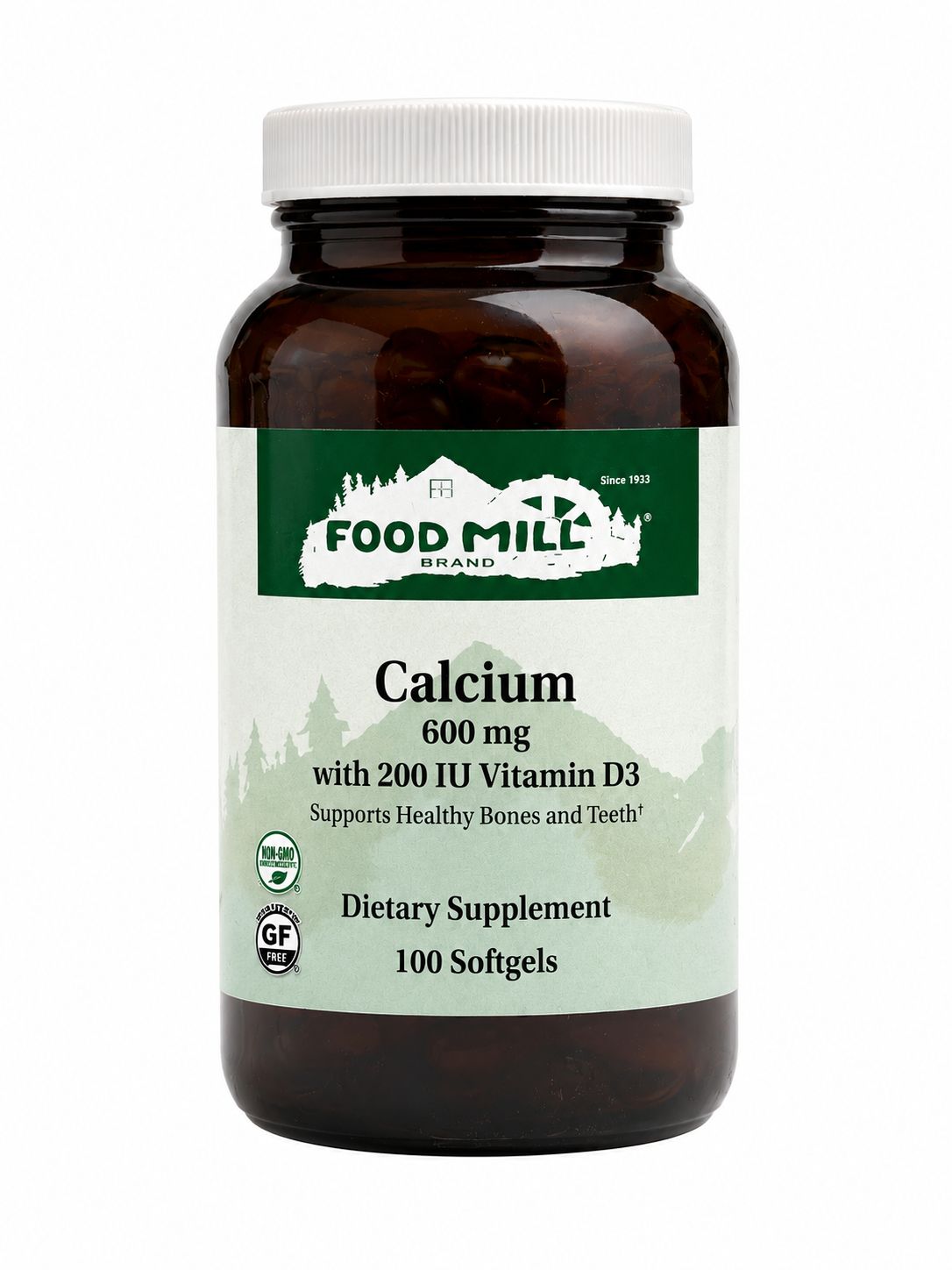 The Food Mill, Calcium 600mg w/ Vit D3 200 IU 100 Soft Gels The Food Mill, Calcium 600mg w/ Vit D3 200 IU 100 Soft Gels