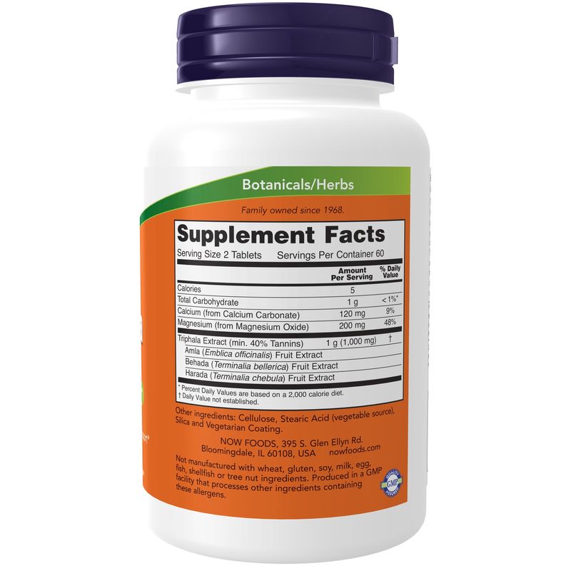 NOW Supplements, Triphala 500 mg, Combination of Harada, Amla and Behada, 120 Tablets