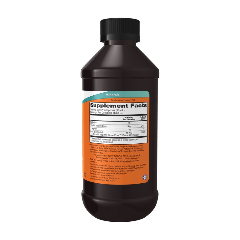 NOW Supplements, Iron Liquid 18 mg, Non-Constipating*, Essential Mineral, 8-Ounce
