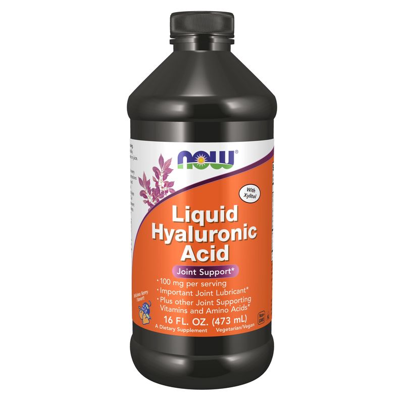 NOW Supplements, Liquid Hyaluronic Acid, Delicious Berry Flavor, 100 mg Per Serving, 16-Ounce NOW Supplements, Liquid Hyaluronic Acid, Delicious Berry Flavor, 100 mg Per Serving, 16-Ounce