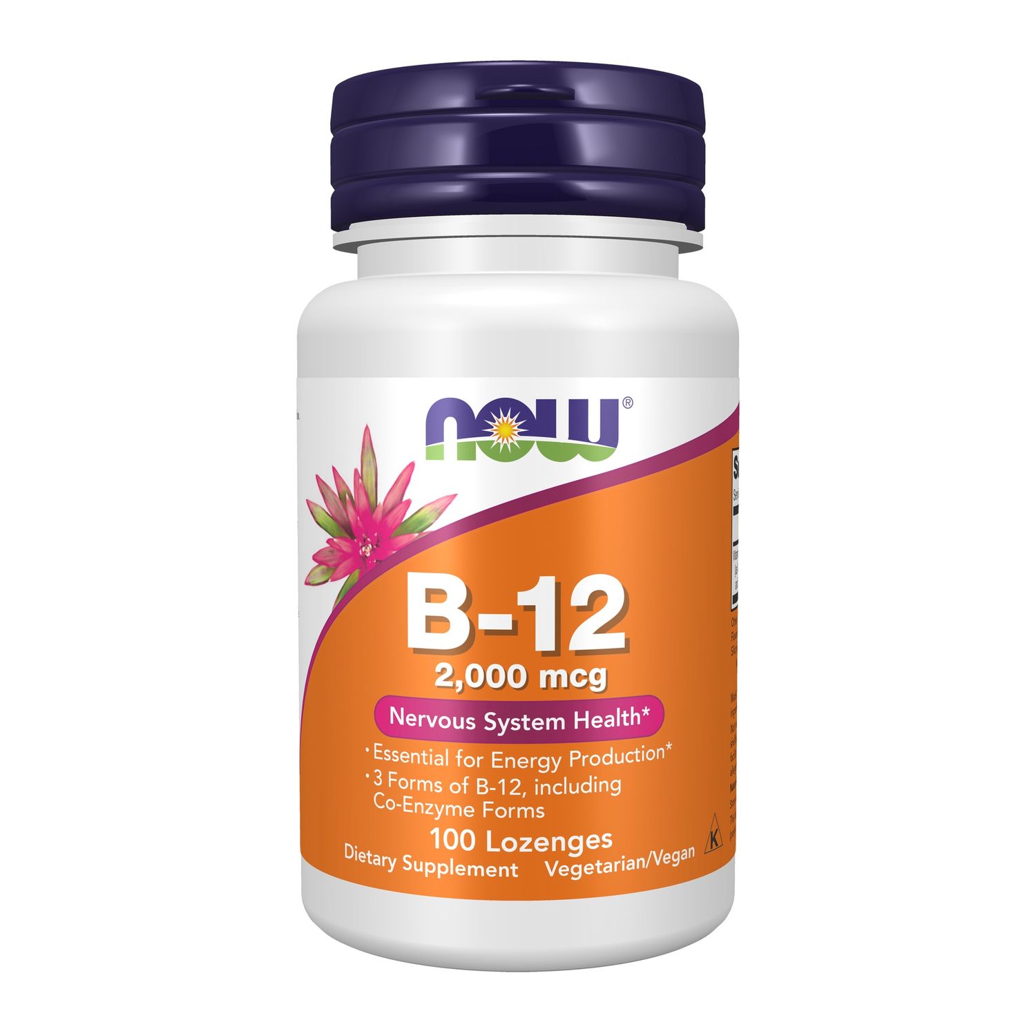 NOW Supplements, B-12 2,000 mcg, Energy Production*, Nervous System Health*, 100 Lozenges NOW Supplements, B-12 2,000 mcg, Energy Production*, Nervous System Health*, 100 Lozenges