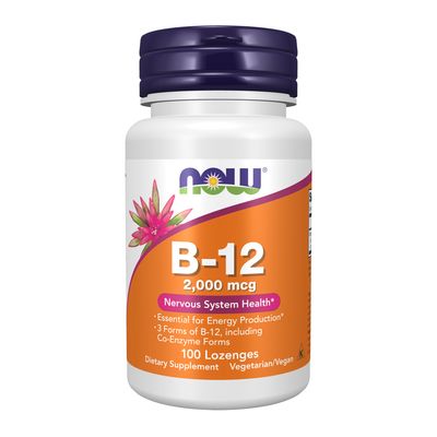 NOW Supplements, B-12 2,000 mcg, Energy Production*, Nervous System Health*, 100 Lozenges NOW Supplements, B-12 2,000 mcg, Energy Production*, Nervous System Health*, 100 Lozenges