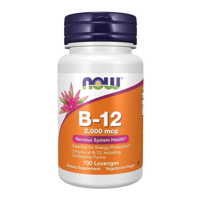 NOW Supplements, B-12 2,000 mcg, Energy Production*, Nervous System Health*, 100 Lozenges NOW Supplements, B-12 2,000 mcg, Energy Production*, Nervous System Health*, 100 Lozenges