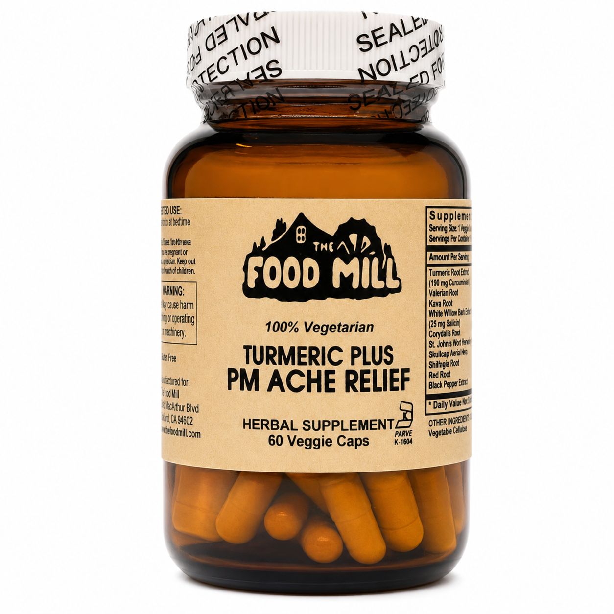 The Food Mill, Turmeric Plus PM ACHE RELIEF 60 Veg Caps The Food Mill, Turmeric Plus PM ACHE RELIEF 60 Veg Caps