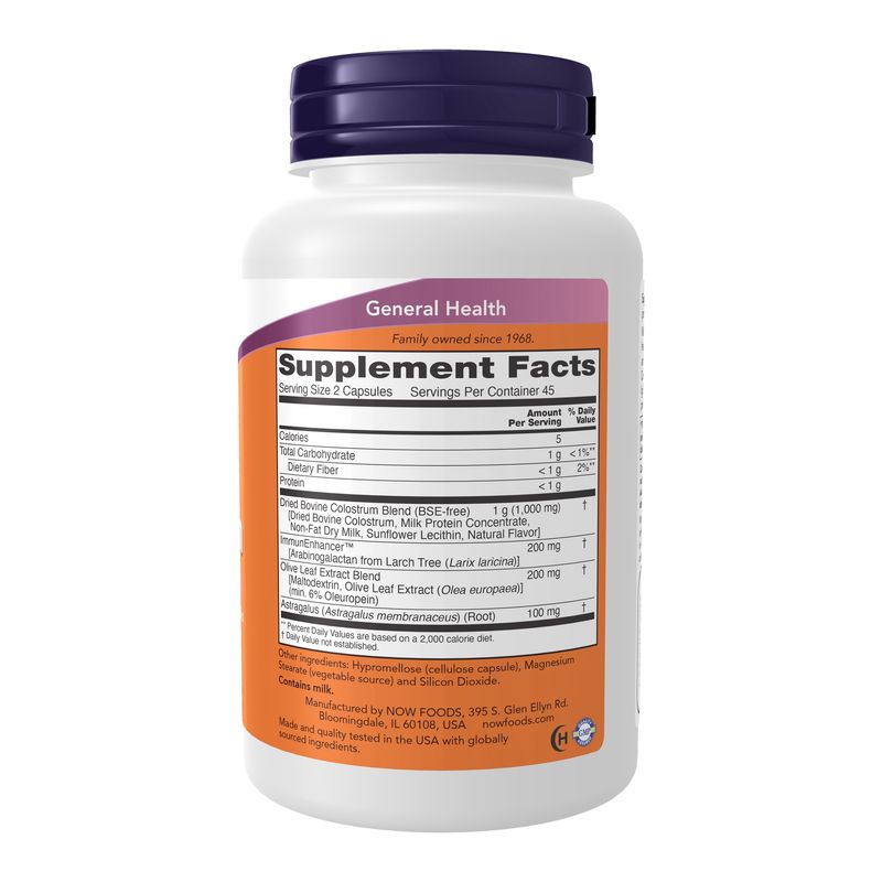 NOW Supplements, Super Colostrum 500 mg, 90 Veg Capsules