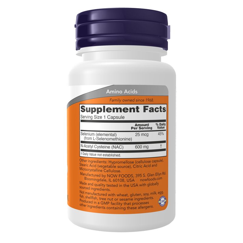 NOW Supplements, NAC (N-Acetyl Cysteine) 600 mg with Selenium 30 Capsules
