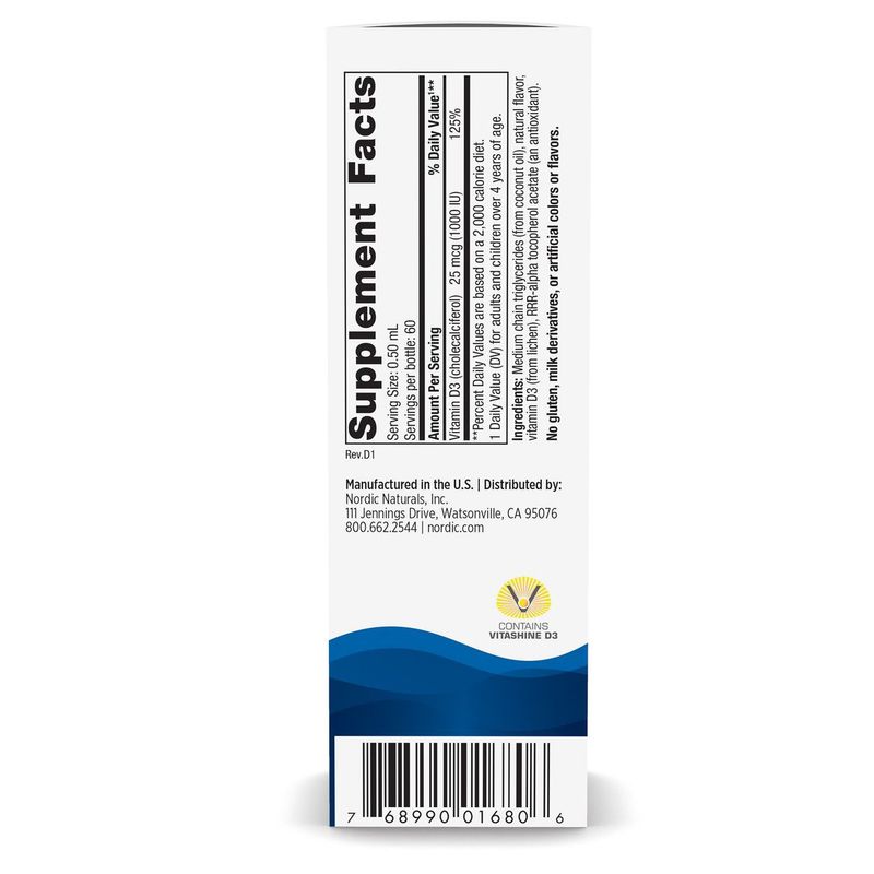 Nordic, Vitamin D3 liquid 1fl oz