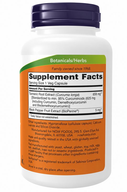 NOW, Turmeric Curcumin with BioPerine, 90 Veg Capsules