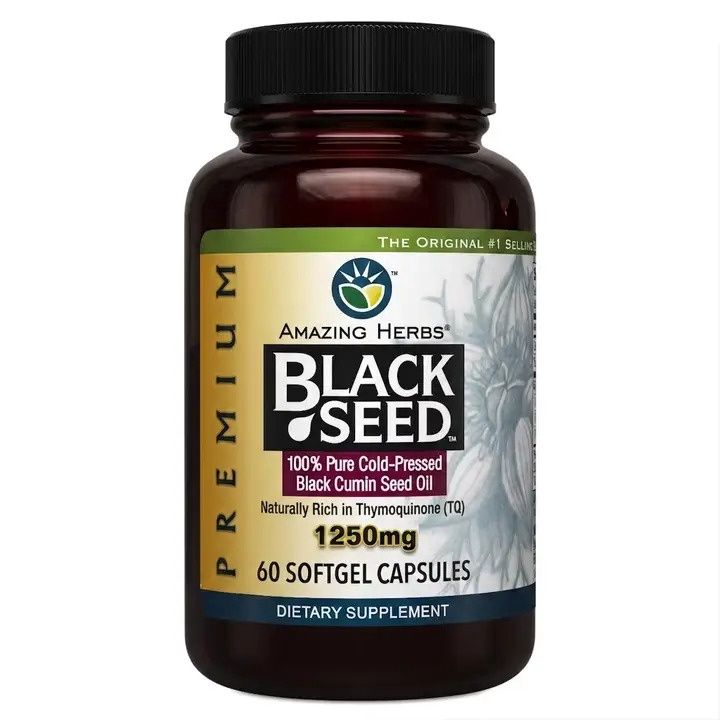 Amazing Herbs, Black Seed Oil 1,250 mg, 60 Softgels Amazing Herbs, Black Seed Oil 1,250 mg, 60 Softgels