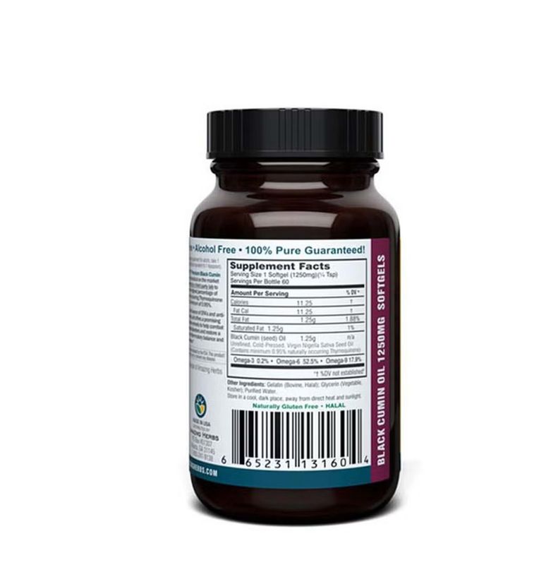 Amazing Herbs, Black Seed Oil 1,250 mg, 60 Softgels