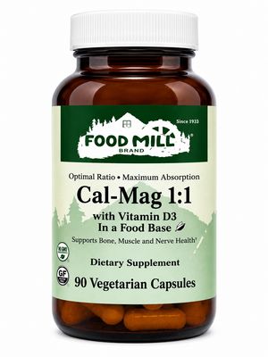 The Food Mill, Cal Mag 1:1 with Vitamin D3, 90 Veg Caps The Food Mill, Cal Mag 1:1 with Vitamin D3, 90 Veg Caps
