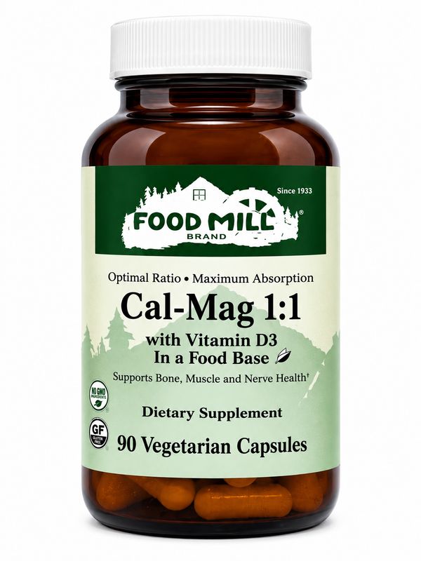 The Food Mill, Cal Mag 1:1 with Vitamin D3, 90 Veg Caps The Food Mill, Cal Mag 1:1 with Vitamin D3, 90 Veg Caps