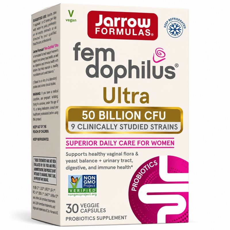 Jarrow Formulas, Fem-Dophilus Ultra, 50 Billion CFU, 30 Veggie Caps Jarrow Formulas, Fem-Dophilus Ultra, 50 Billion CFU, 30 Veggie Caps