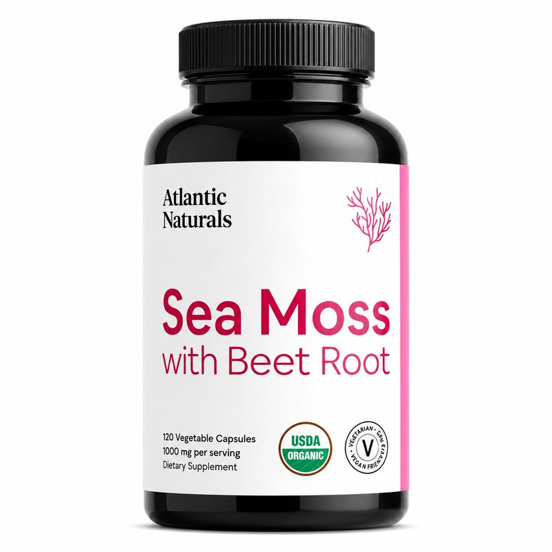 Atlantic Naturals, Superfood Sea Moss with Beet Root , 100 Veg Caps Atlantic Naturals, Superfood Sea Moss with Beet Root , 100 Veg Caps