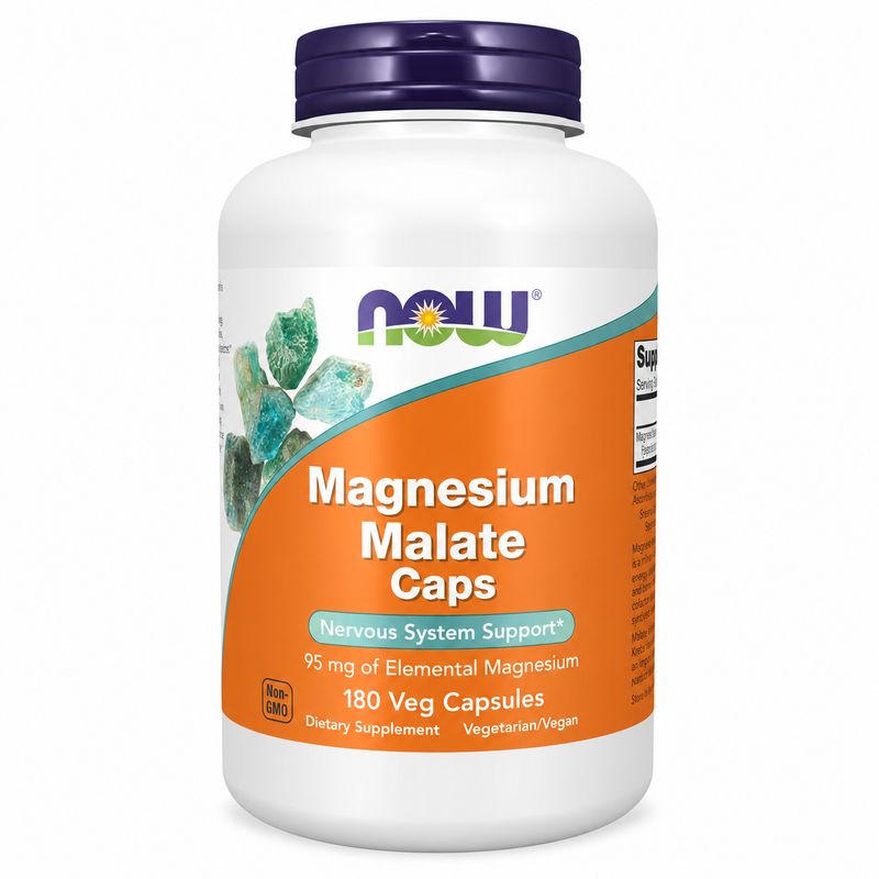 NOW, Magnesium Malate, 180 Veg Caps NOW, Magnesium Malate, 180 Veg Caps