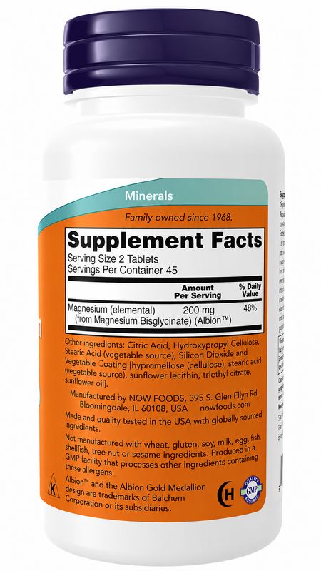 NOW, Magnesium Glycinate, 180 Tabs