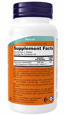 NOW, Magnesium Glycinate, 180 Tabs