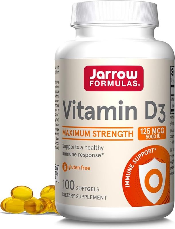 Jarrow, Vitamin D3 Supplements 125 mcg (5,000 IU0), 100 Softgels