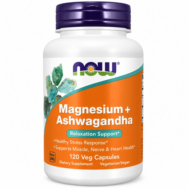NOW, Magnesium & Ashwagandha, 120 Veg Caps