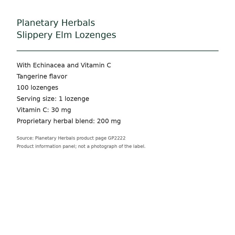 Planetary Herbals, Slippery Elm with Echinacea and Vitamin C