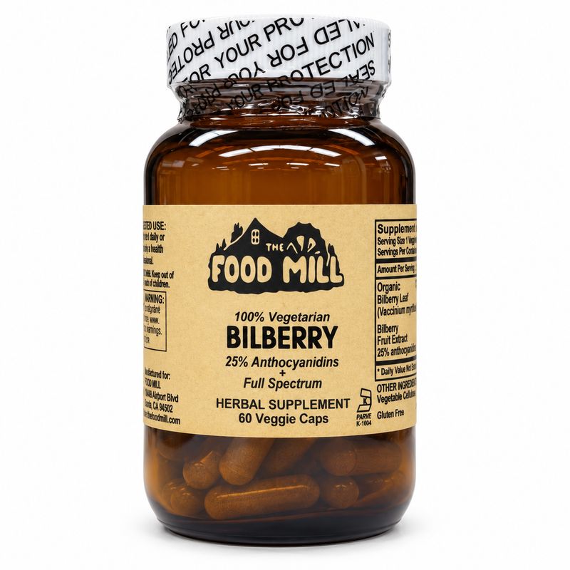 The Food Mill , Bilberry, 60 Veg Caps The Food Mill , Bilberry, 60 Veg Caps