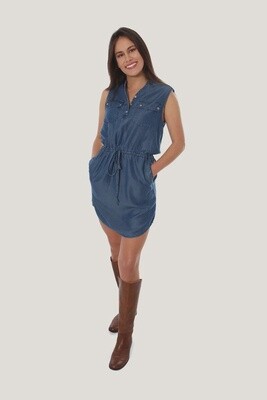 Susan Womens Tencel Sleeveless Dress - Chambray Blue - 10