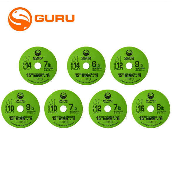 Guru QM1 Standard Hair Rig  x8, BREAKING STRAIN: 6lb sz16